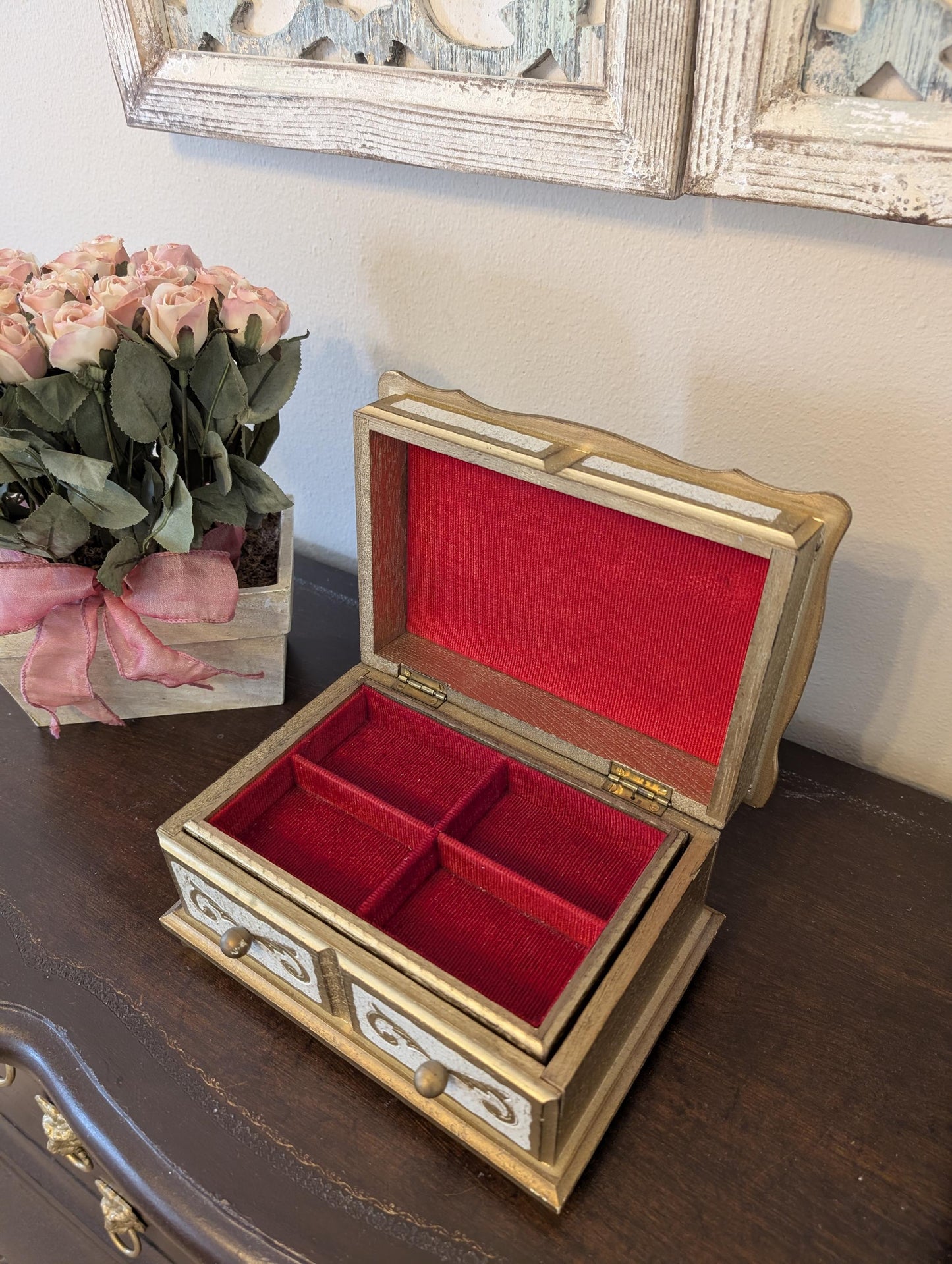 Vintage Florentine Musical Jewelry Box – Plays Strangers In The Night