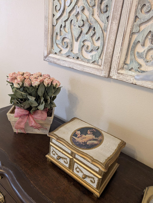 Vintage Florentine Musical Jewelry Box – Plays Strangers In The Night