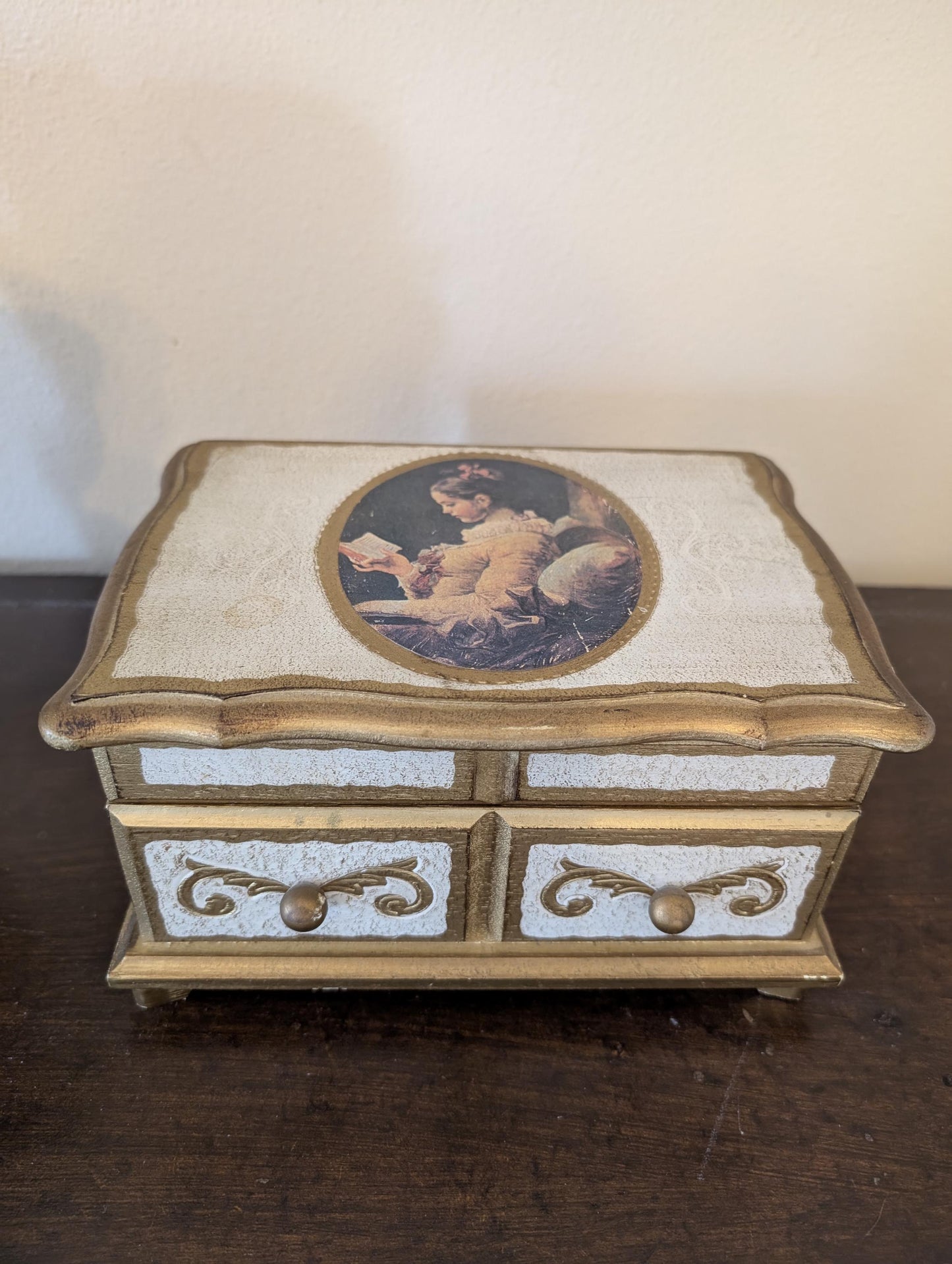 Vintage Florentine Musical Jewelry Box – Plays Strangers In The Night