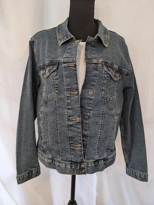 Custom Denim Jacket W/ Beaded and Sequins Gold Chinese Dragon